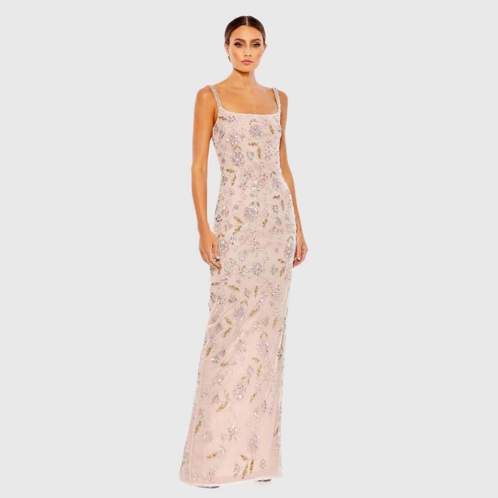 Mac Duggal Elegant Cream Maxi Dress